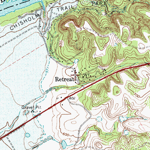 Topographic Map of Retreat, TX