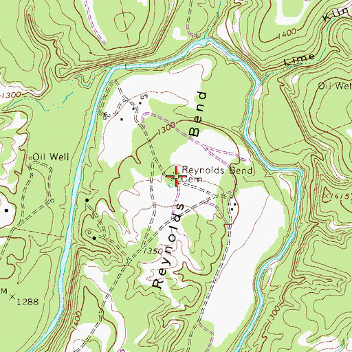 Topographic Map of Reynolds Bend Cemetery, TX