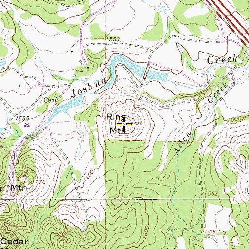 Topographic Map of Ring Mountain, TX