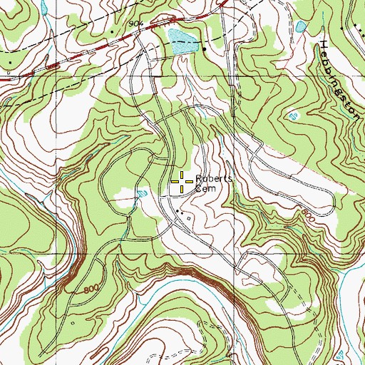 Topographic Map of Roberts Cemetery, TX