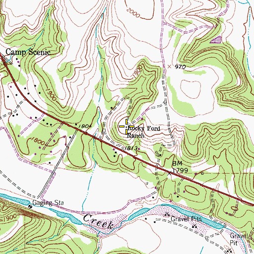 Topographic Map of Rocky Ford Ranch, TX