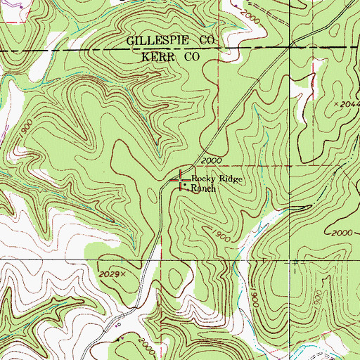 Topographic Map of Rocky Ridge Ranch, TX