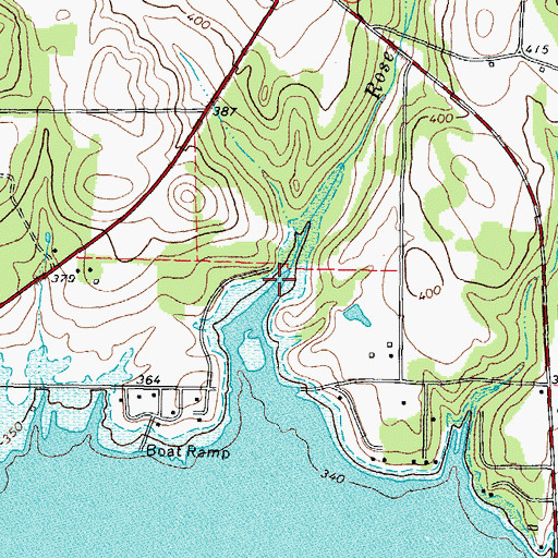 Topographic Map of Rose Branch, TX