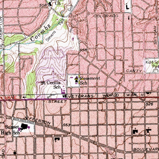 Topographic Map of Rosemont School, TX