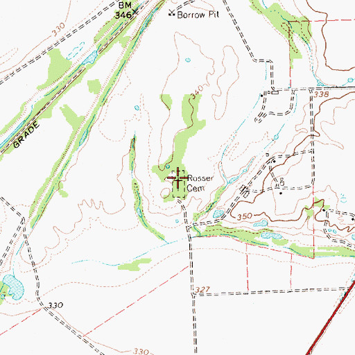 Topographic Map of Rosser Cemetery, TX