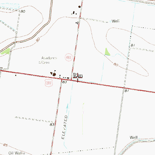Topographic Map of Run, TX