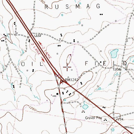 Topographic Map of Rusmag Oil Field, TX