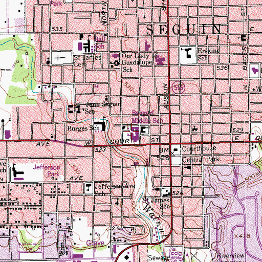 Topographic Map of Saegert Junior High School, TX