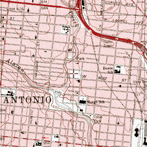 Topographic Map of Saint Agnes School, TX