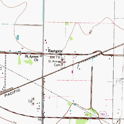 Topographic Map of Saint Annes Cemetery, TX