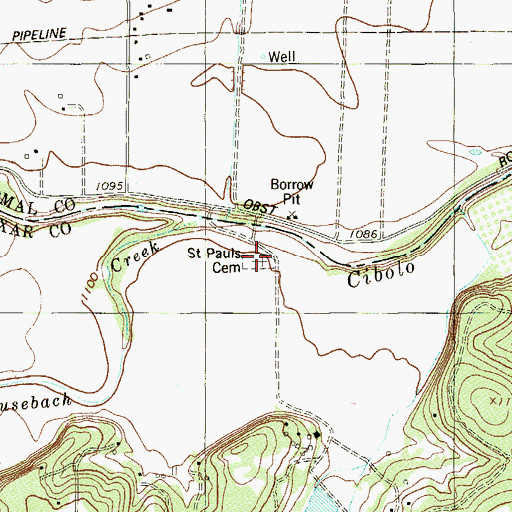 Topographic Map of Saint Pauls Cemetery, TX