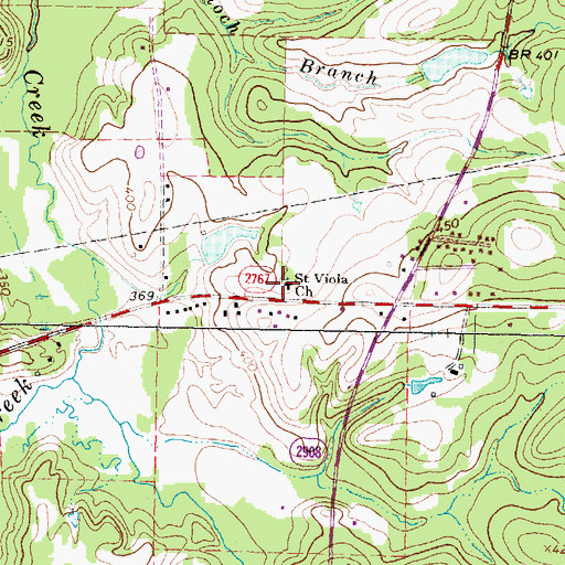 Topographic Map of Saint Viola Church, TX