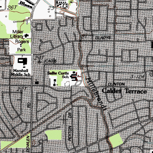 Topographic Map of Sallie Curtis School, TX