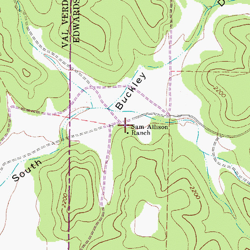 Topographic Map of Sam Allison Ranch, TX