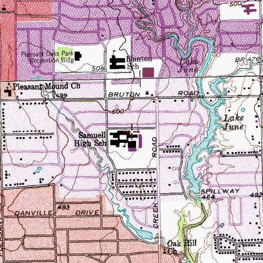 Topographic Map of Samuel High School, TX