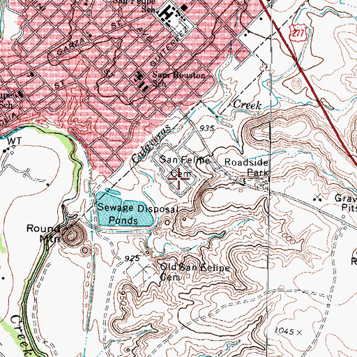 Topographic Map of San Felipe Cemetery, TX