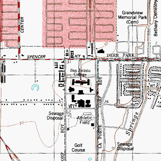 Topographic Map of San Jacinto College - Central Campus, TX