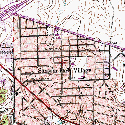 Topographic Map of Sansom Park, TX