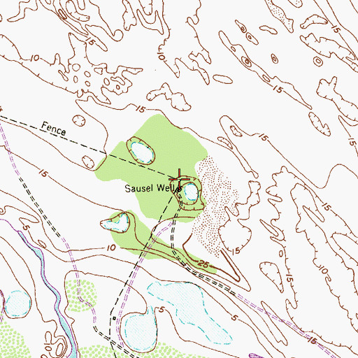Topographic Map of Sausel Well, TX