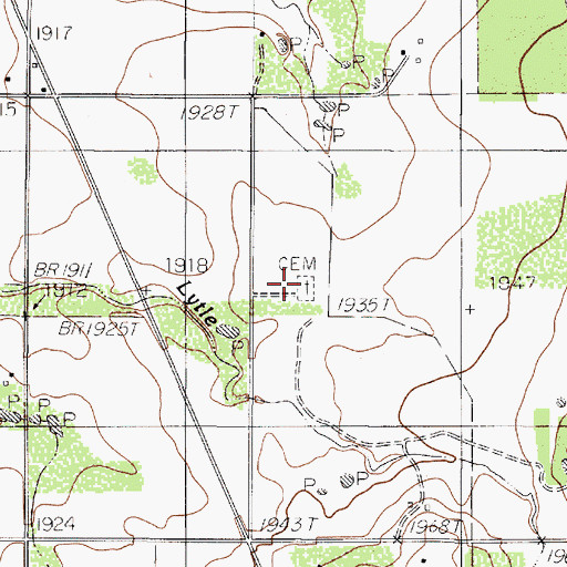 Topographic Map of Seaton Cemetery, TX