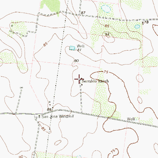 Topographic Map of Serraldo Ranch, TX