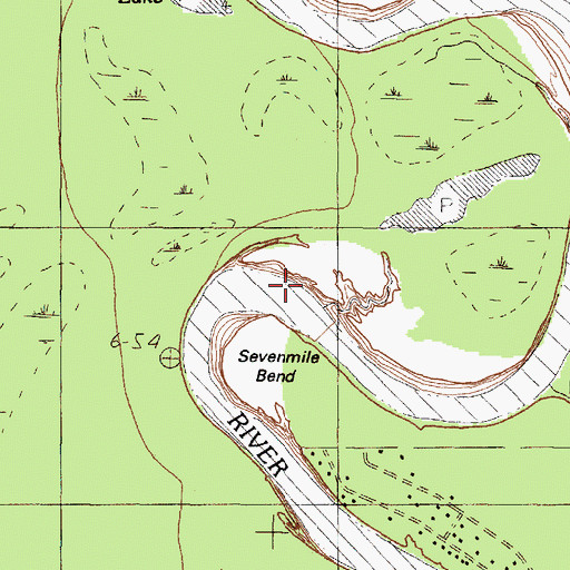Topographic Map of Sevenmile Bend, TX