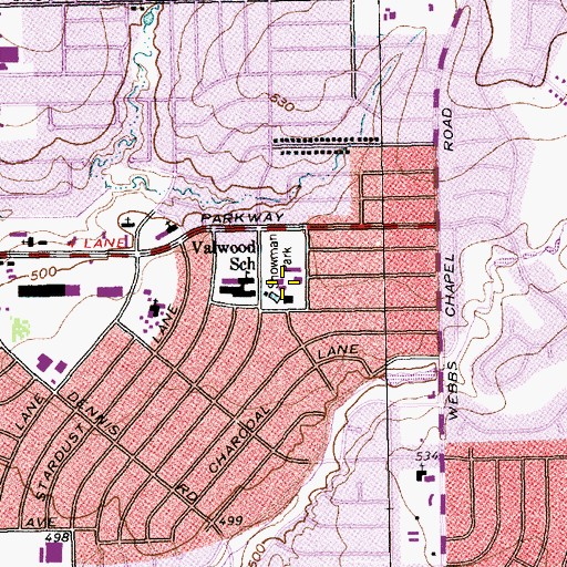 Topographic Map of Showman Park, TX