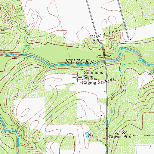 Topographic Map of Simmons Cemetery, TX