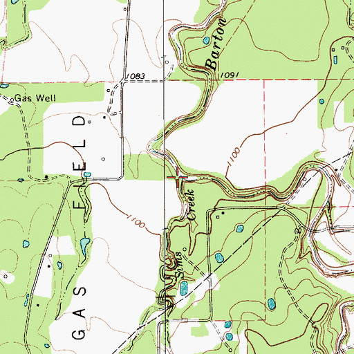 Topographic Map of Sims Creek, TX