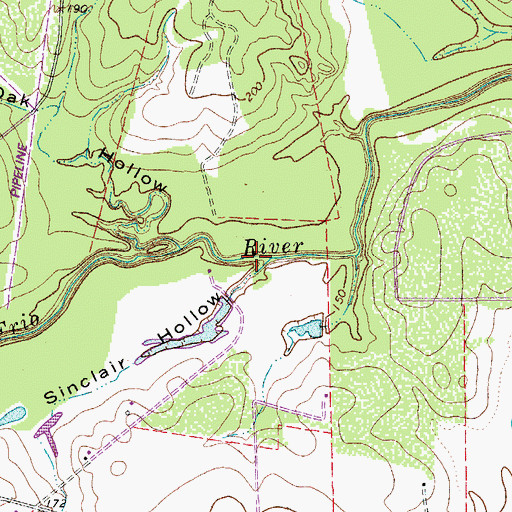 Topographic Map of Sinclair Hollow, TX