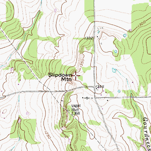 Topographic Map of Slipdown Mountain, TX