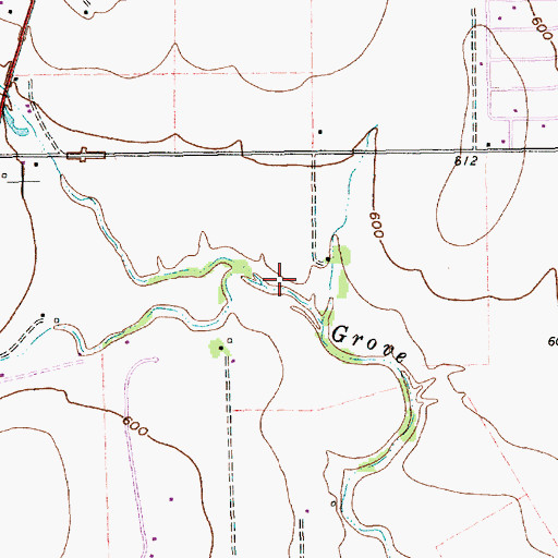 Topographic Map of South Grove Creek, TX