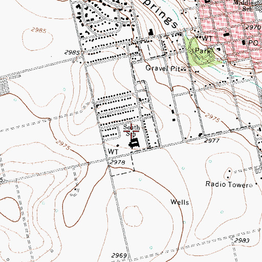 Topographic Map of South School, TX