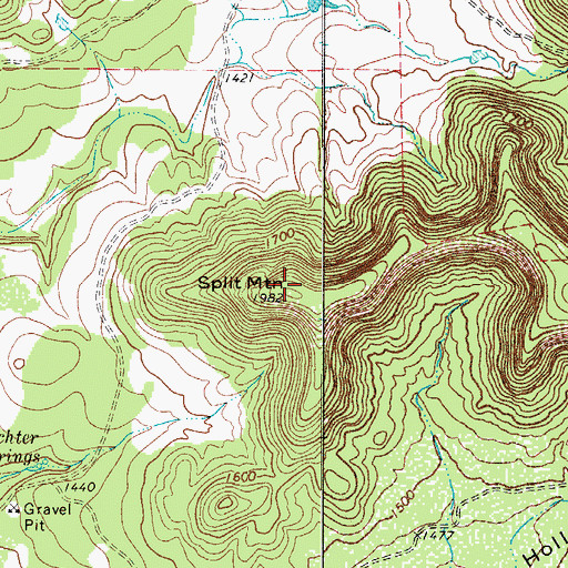 Topographic Map of Split Mountain, TX