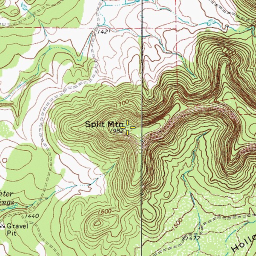Topographic Map of Split Mountain, TX