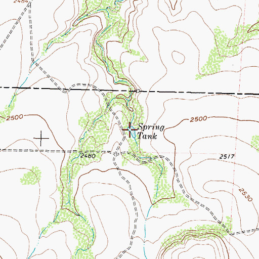 Topographic Map of Spring Tank, TX