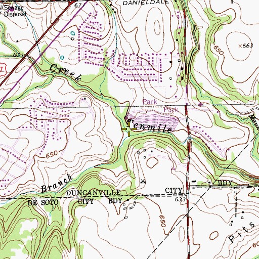 Topographic Map of Stewart Branch, TX