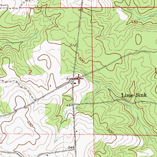 Topographic Map of Huttos Store (historical), AL