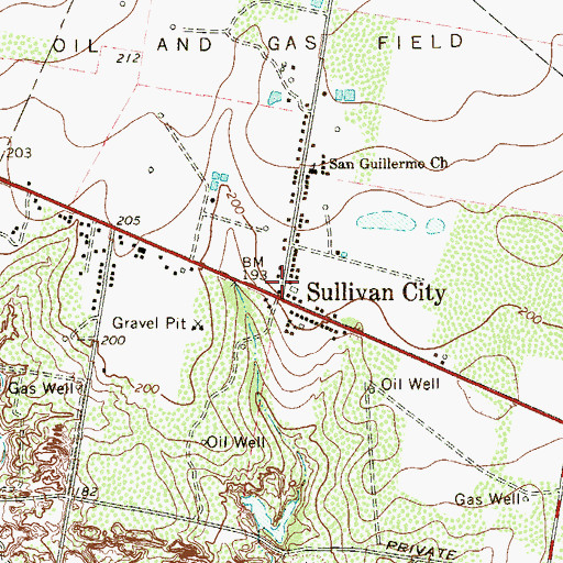 Topographic Map of Sullivan City, TX