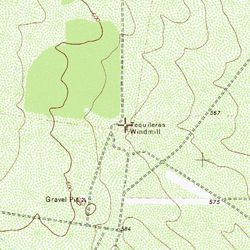 Topographic Map of Tequileras Windmill, TX