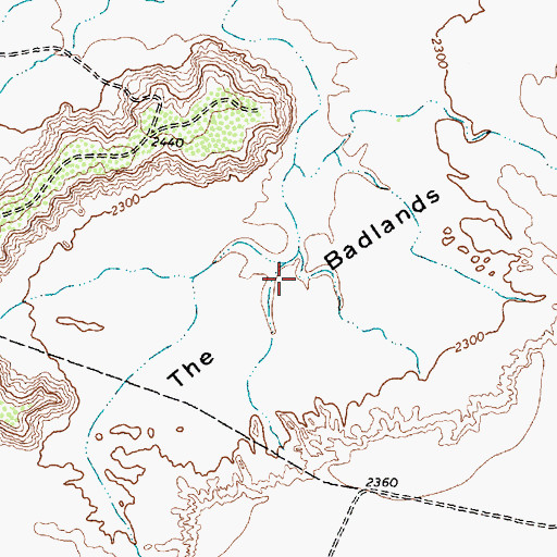 Topographic Map of The Badlands, TX
