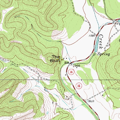Topographic Map of The Bluff, TX