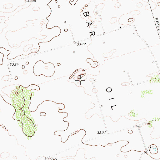 Topographic Map of Three Bar Oil Field, TX
