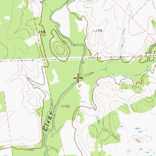 Topographic Map of Threemile Creek, TX