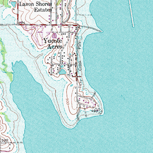 Topographic Map of Ticky Creek Park, TX