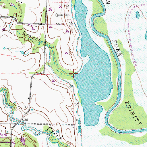 Topographic Map of Timber Branch, TX