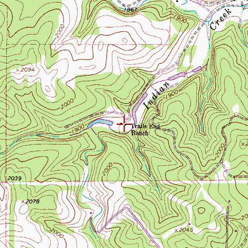Topographic Map of Trails End Ranch, TX