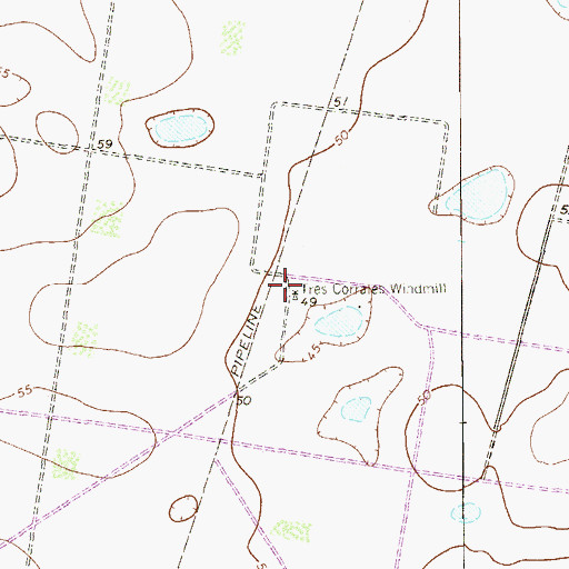 Topographic Map of Tres Corrales Windmill, TX