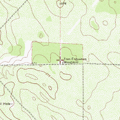 Topographic Map of Tres Esquinas Windmill, TX