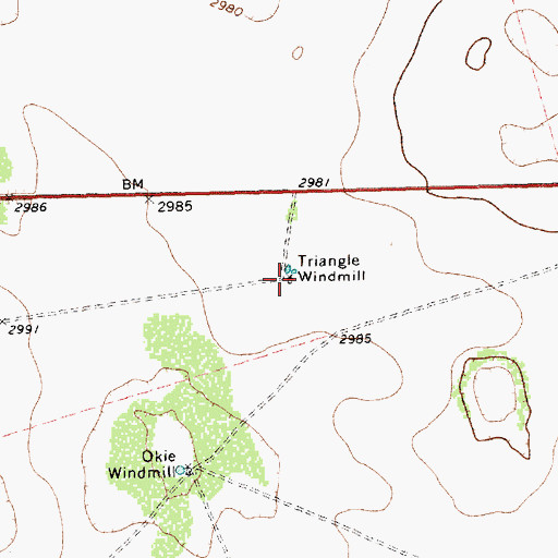Topographic Map of Triangle Windmill, TX